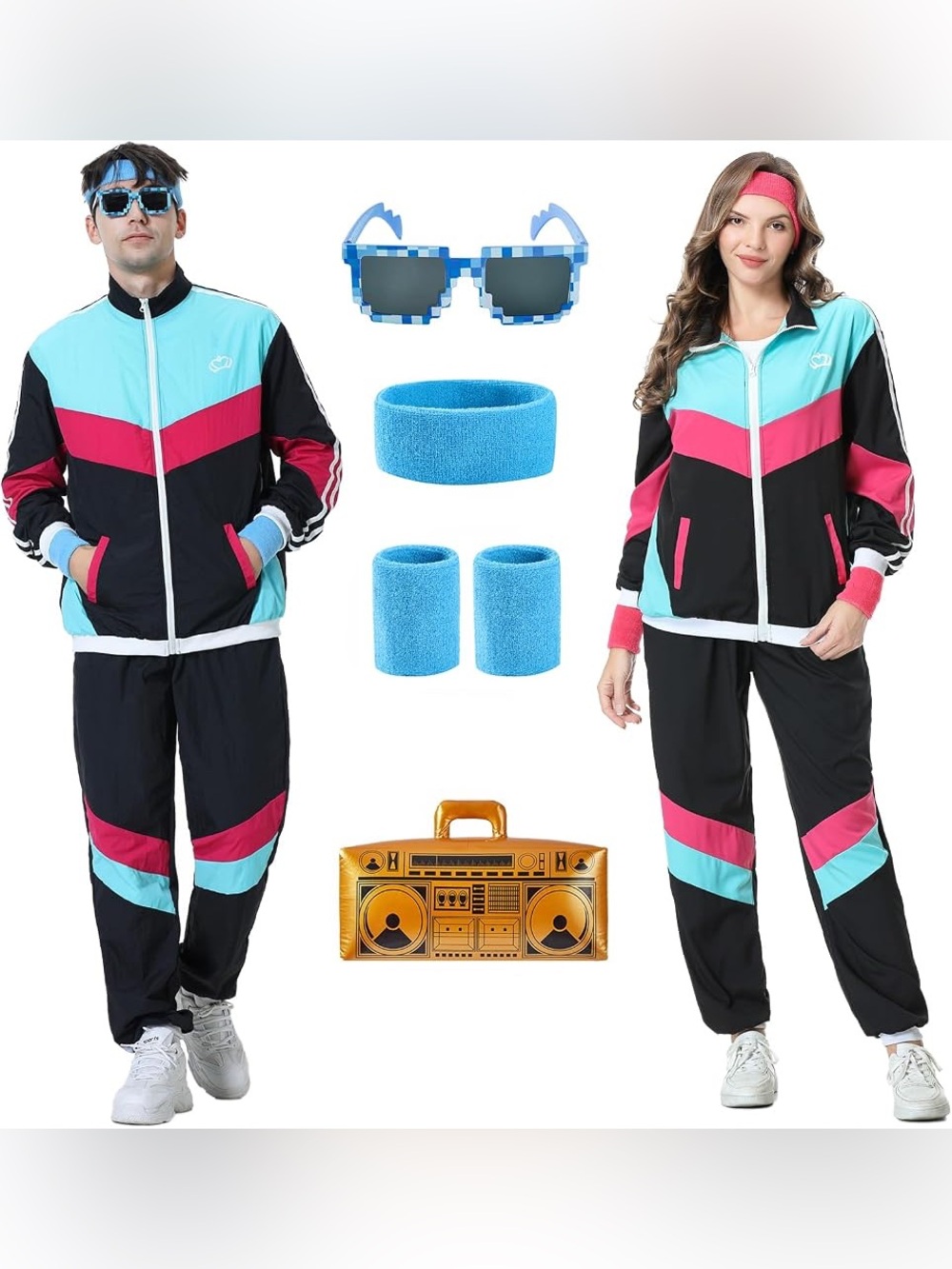 NWT Costume - 80s Colorblock Antbutler 80s Tracksuit Set Unisex M